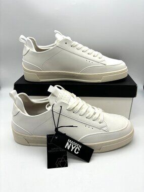 Madden NYC Men’s Cream White Low-Top Sneakers — Smooth Casual Style